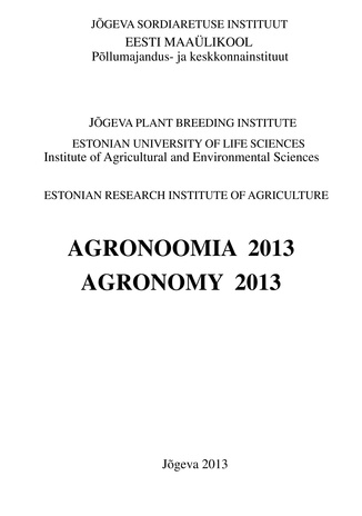 Agronoomia 2013 = Agronomy 2013