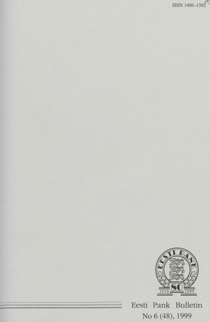 Eesti Pank (Bank of Estonia) : bulletin ; 6 (48) 1999