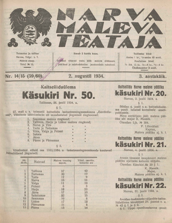 Narva Maleva Teataja ; 14-15 (59-60) 1934-08-02
