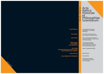 Acta Baltica historiae et philosophiae scientiarum ; 1/2014