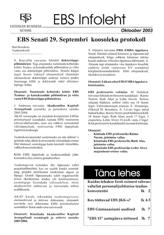EBS Infoleht ; 2003-10