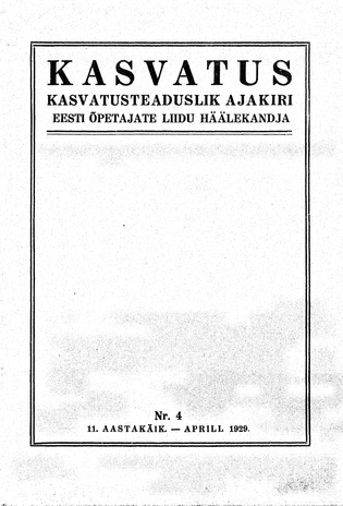 Kasvatus ; 4 1929-04