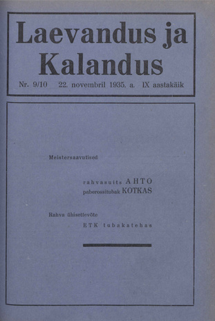 Laevandus ja Kalandus ; 9/10 1935-11-22