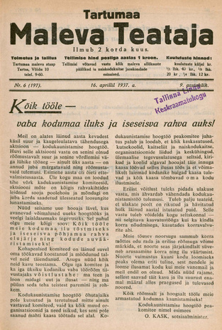 Tartumaa Maleva Teataja ; 6 (197) 1937-04-16