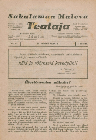 Sakalamaa Maleva Teataja ; 8 1929-03-26