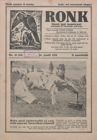 Ronk : perekonna ja noorsoo ajakiri ; 30 (45) 1924-07-26