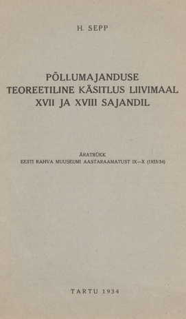 Põllumajanduse teoreetiline käsitlus Liivimaal XVII ja XVIII sajandil
