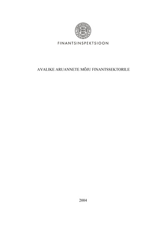 Avalike aruannete mõju finantssektorile