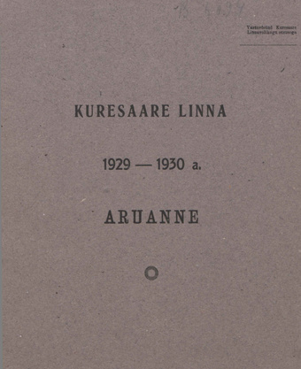 Kuressaare linna 1929-1930 a. aruanne