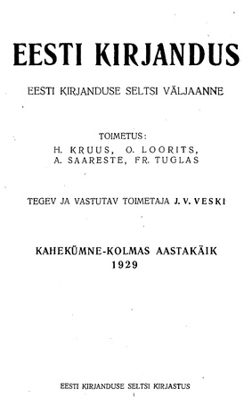 Eesti Kirjandus ; 9 1929
