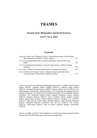 Trames ; 2 Vol 17 (67/62) 2013