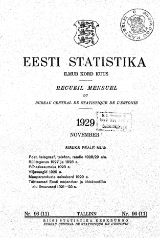 Eesti Statistika : kuukiri ; 96 (11) 1929-11