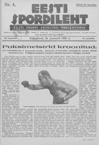 Eesti Spordileht ; 4 1926-01-28