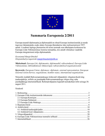 Summaria Europensia : [referaatväljaanne] ; 2 2011