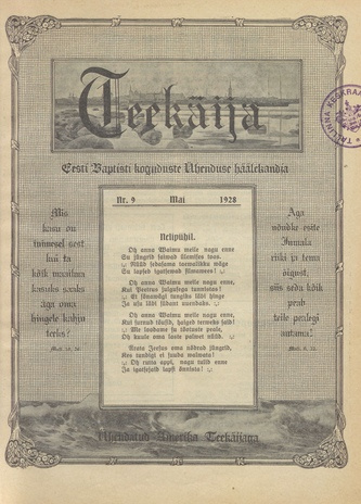 Teekäija : Eesti Baptisti Koguduse Ühenduse häälekandja ; 9 1928-05-01