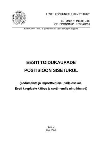 Eesti toidukaupade positsioon siseturul ; mai 2003