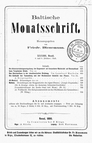 Baltische Monatsschrift ; 8-9 1886