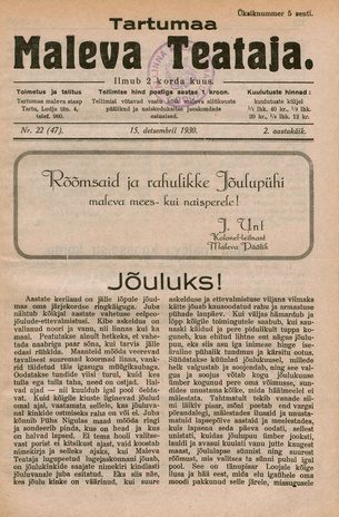 Tartumaa Maleva Teataja ; 22 (47) 1930-12-15
