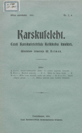 Karskuseleht : Eesti Karskuseseltside Keskkoha Kuukiri ; 7-8 1915