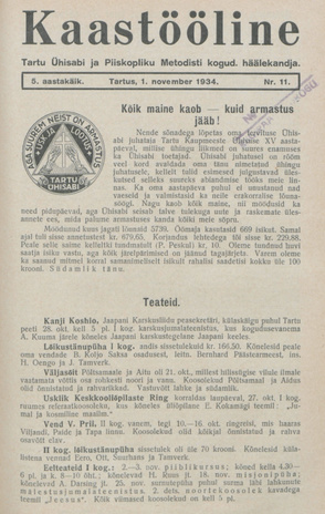 Kaastööline : Tartu Ühisabi Informatsioonileht ; 11 1934-11-01