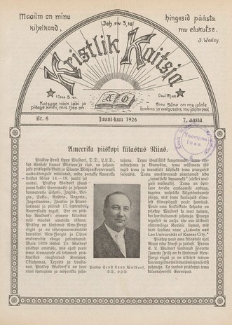 Kristlik Kaitsja : Eesti metodistide häälekandja ; 6 1926-06