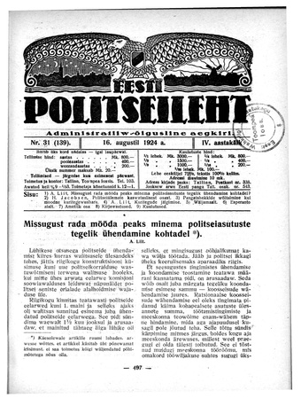 Eesti Politseileht ; 31 1924