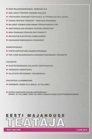 Eesti Majanduse Teataja : majandusajakiri aastast 1991 ; 3 (226) 2010