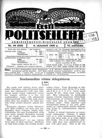 Eesti Politseileht ; 40 1926
