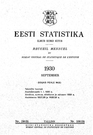 Eesti Statistika : kuukiri ; 106 (9) 1930-09
