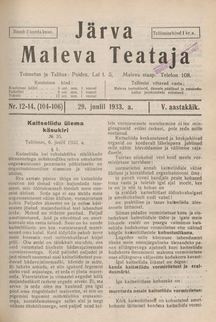Järva Maleva Teataja ; 12-14 (104-106) 1933-07-29