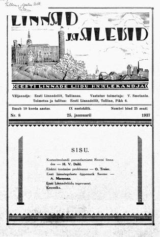 Linnad ja Alevid ; 8 1937-01-25