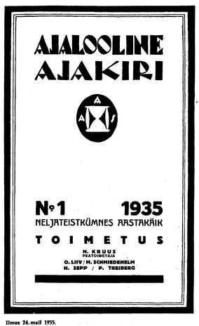Ajalooline Ajakiri ; 1 1935