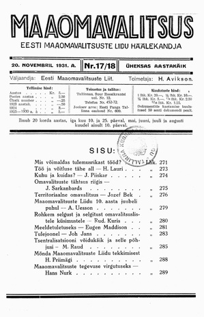 Maaomavalitsus ; 17-18 1931-11-20