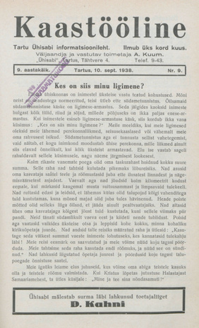 Kaastööline : Tartu Ühisabi Informatsioonileht ; 9 1938-09-10