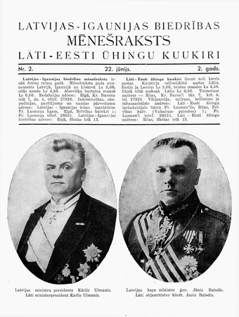 Läti-Eesti Ühingu kuukiri = Latvijas-Igaunijas Biedribas meneðraksts ; 2 1934-06-22