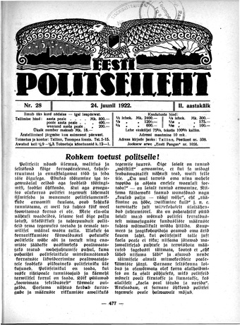 Eesti Politseileht ; 28 1922