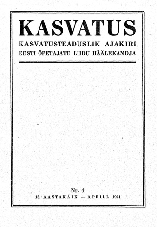 Kasvatus ; 4 1931-04