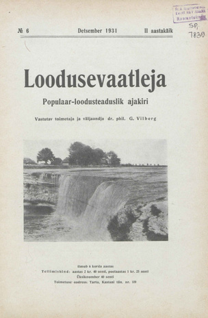 Loodusevaatleja : populaar-loodusteaduslik ajakiri ; 6 1931-12