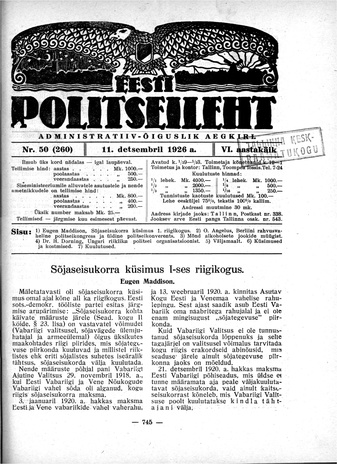 Eesti Politseileht ; 50 1926