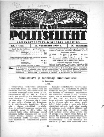 Eesti Politseileht ; 7 1929