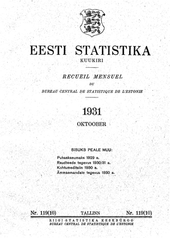 Eesti Statistika : kuukiri ; 119 (10) 1931-10