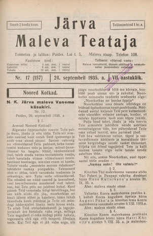 Järva Maleva Teataja ; 17 (157) 1935-09-24