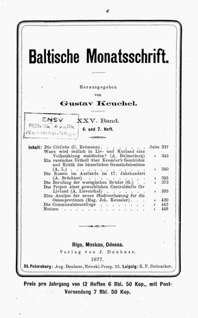Baltische Monatsschrift ; 6-7 1877