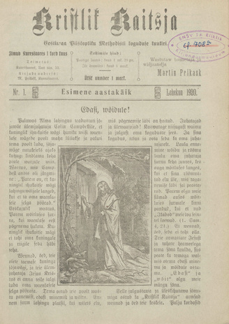 Kristlik Kaitsja : Eesti metodistide häälekandja ; 1 1920-05