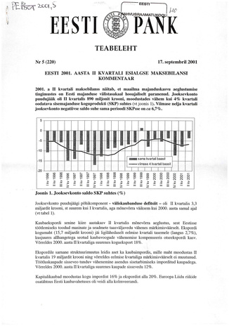 Eesti Pank : teabeleht ; 5 (220) 2001-09-17