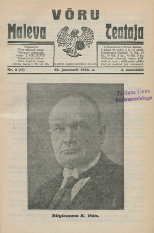 Võru Maleva Teataja ; 2 (64) 1936-01-25