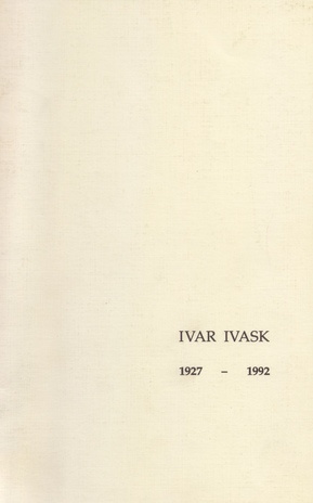 Ivar Ivask 1927-1992 