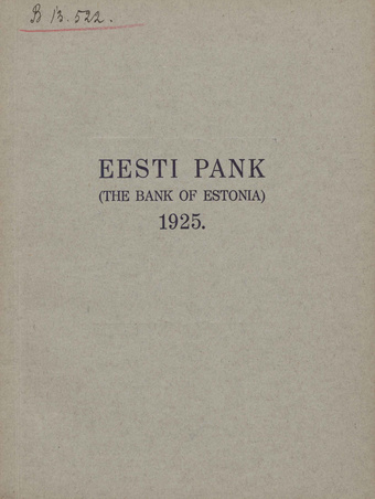 Eesti Pank (The Bank of Estonia) in 1925