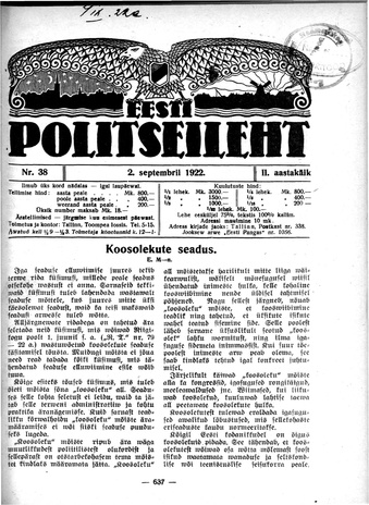 Eesti Politseileht ; 38 1922