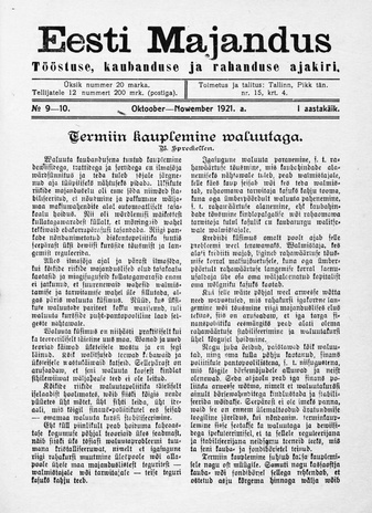 Eesti Majandus ; 9-10 1921-10/11